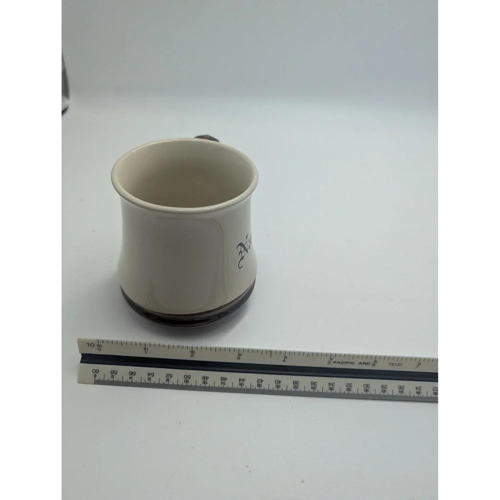 Vintage Nancy Personalized Stoneware Coffee Mug Cream Brown Glazed Ceramic Cup